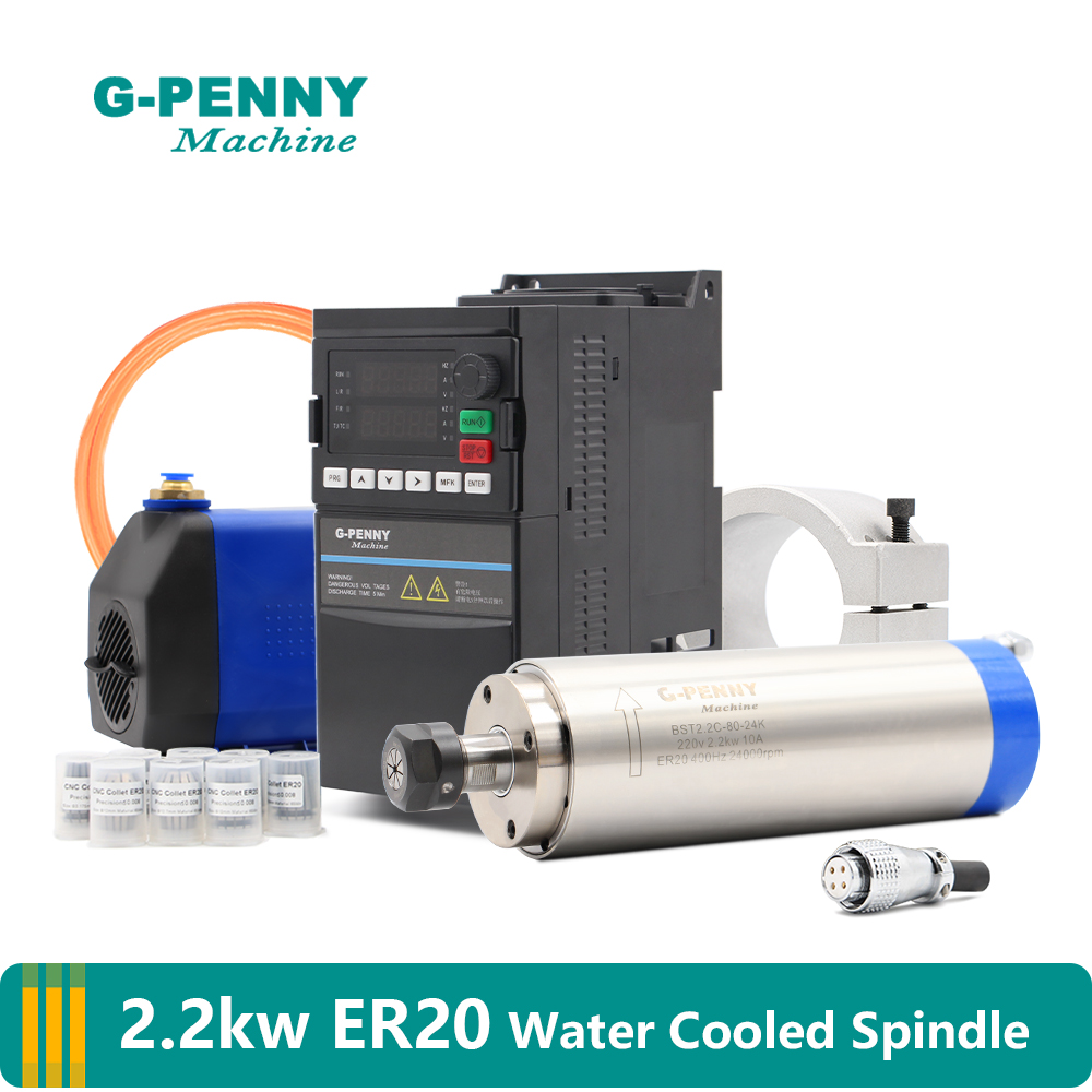 2.2Kw Water Cooled Spindle Kit Vfd - G-PENNY 2,2 kW ER20 watergekoelde spindelset