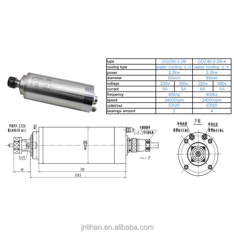 2,2 kW 220V watergekoelde CNC- - 2.2Kw Water Cooled Spindle Kit Vfd recensie en prijs